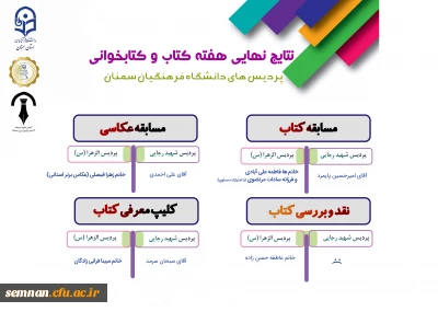 نتایج نهایی برنامه ها و مسابقات هفته کتاب و کتابخوانی 1399 