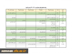 برنامه امتحانات پایانی نیم سال دوم ۱۴۰۰ 2