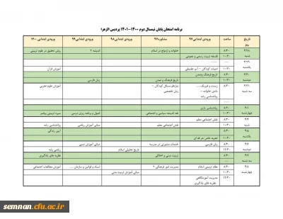 اطلاعیه مهم

برنامه امتحانات پایانی نیم سال دوم 1401-1400 پردیس الزهرا(س)