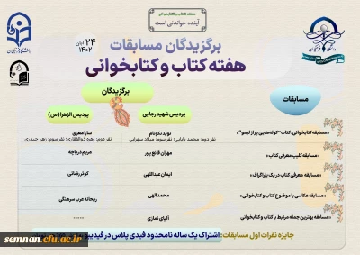 اعلام نفرات برتر مسابقات هفته کتاب و کتابخوانی